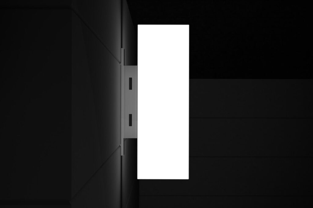 Esta imagen muestra un caja de luz de pared moderno con un diseño minimalista y geométrico.