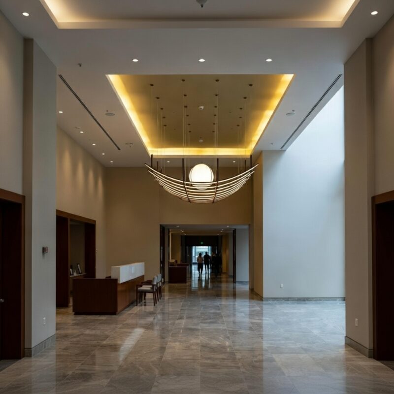 Luminaria escultorica Ikon en gran recepción