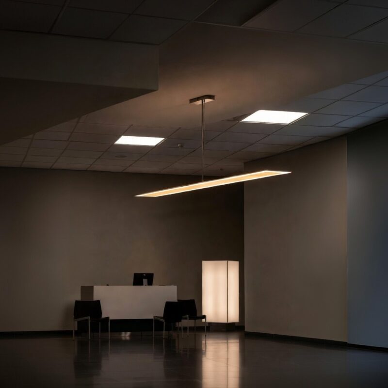 Luminaria minimalista en oficina